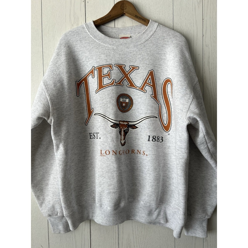 Vintage 90s University of Texas Longhorns Sweatshirt Nutmeg Large Gray SPELLOUT